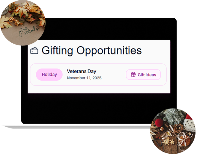 Upcoming Occasions interface